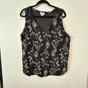 OLD NAVY Black Cream Floral Sheer  Tank Top Size XL